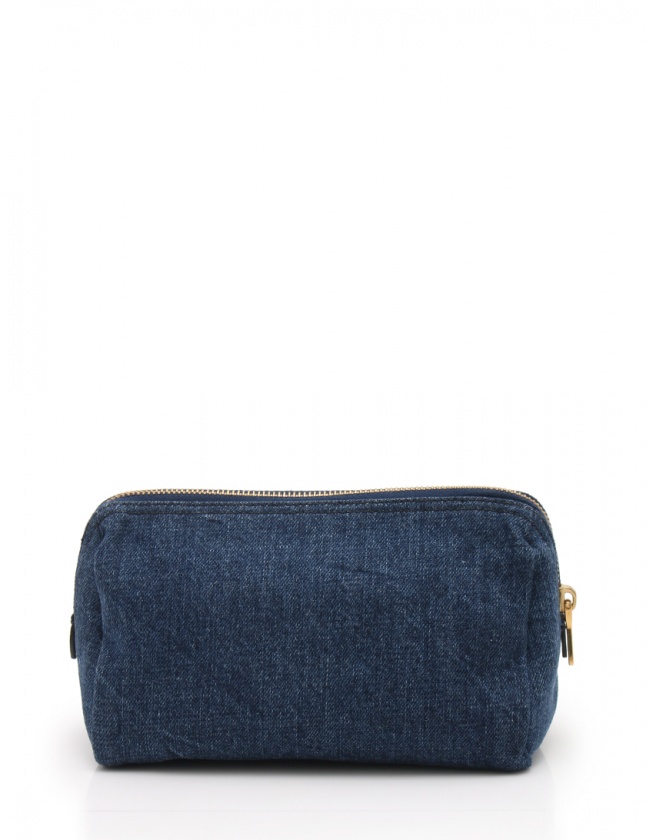 プラダ PRADA コスメポーチ 化粧ポーチ ネイビー 小物 デニム  