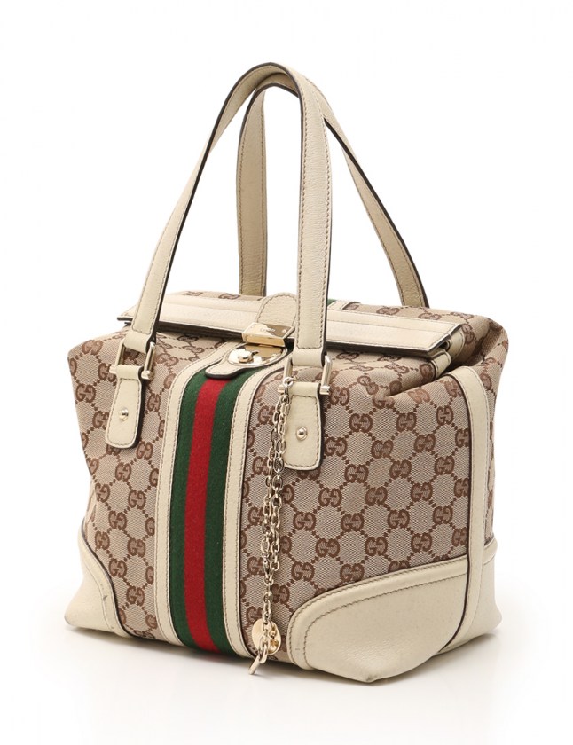 グッチ GUCCI ハンドバッグ シェリー ドクターズバッグ ベージュ 緑 赤