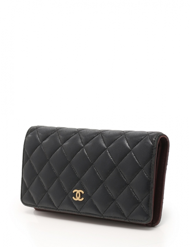 シャネル CHANEL 長財布 マトラッセ ラムスキン ココマーク 二つ折り 