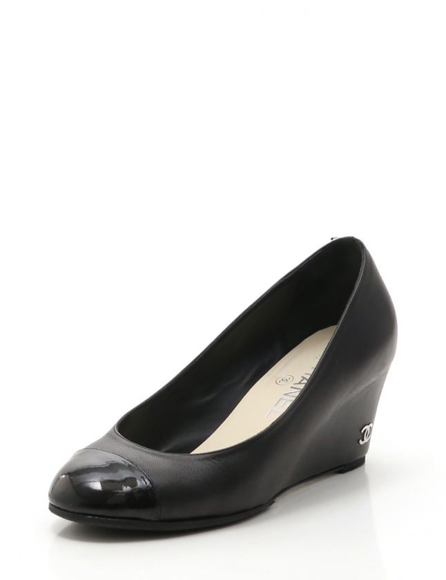 シャネル CHANEL パンプス ウェッジソール ココマーク 黒 36.5 C 