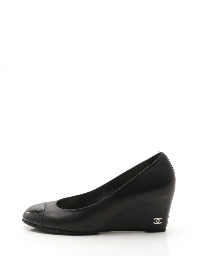 シャネル CHANEL パンプス ウェッジソール ココマーク 黒 36.5 C 