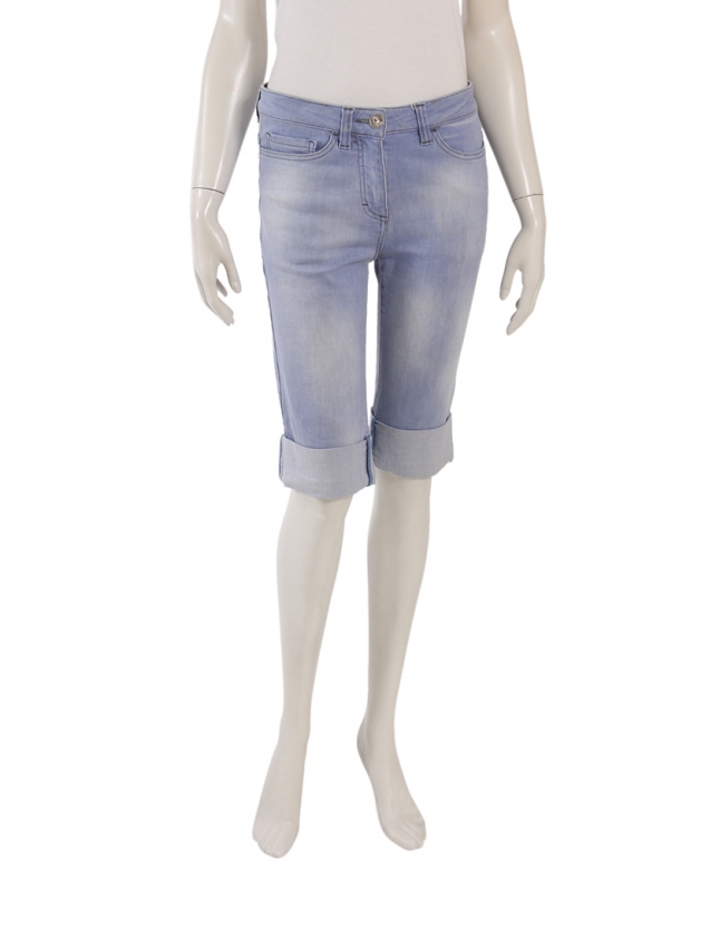 シャネル CHANEL デニムパンツ ハーフパンツ 水色 ライトブルー 34