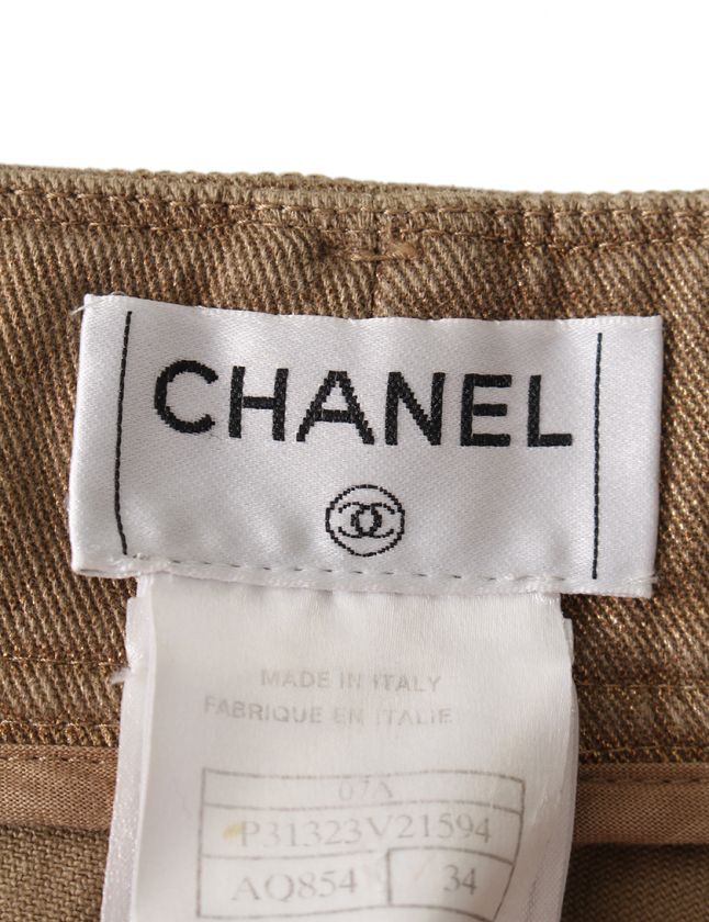 シャネル CHANEL パンツ 茶色 ライトブラウン ゴールド 34