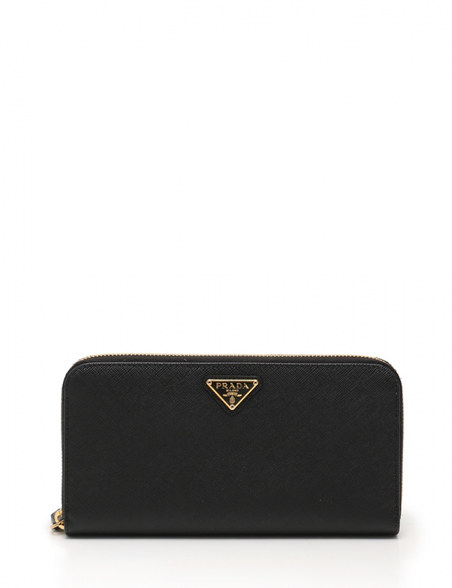 プラダ PRADA 小物入れ - レザー 黒 ラウンドファスナー 財布