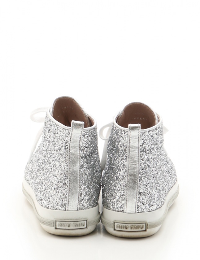 ミュウミュウ miumiu スニーカー ハイカット シルバー 38 1/2 シューズ