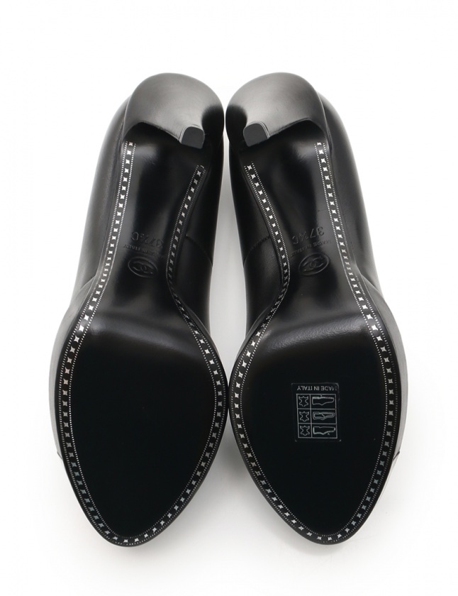 シャネル CHANEL パンプス ハイヒール 黒 37.5 C シューズ 24.5cm