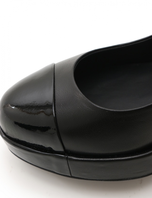 ★CHANEL ブラック エナメルハイヒール パンプス37.5 美品24.5cm シャネル CHANEL パンプス ハイヒール 黒 37.5 C シューズ 24.5cm