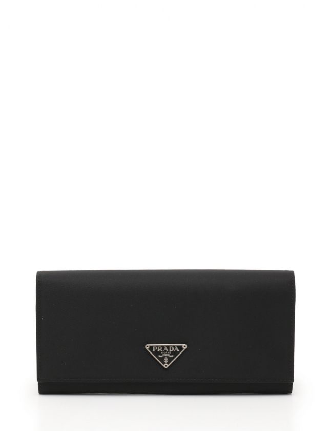 プラダ PRADA 二つ折り長財布 TESSUTO 黒 小物 ナイロン レザー M608  