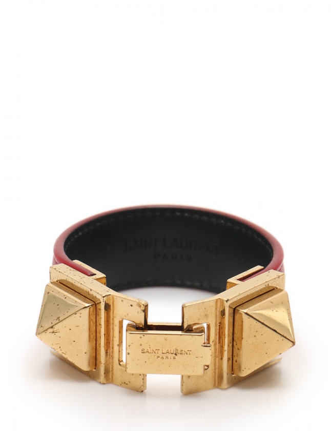 サンローラン パリ SAINT LAURENT PARIS ブレスレット バングル 赤 