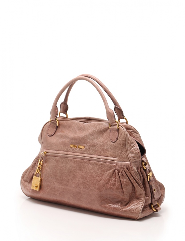 ミュウミュウ miumiu ショルダーバッグ ピンクベージュ RR1424 レザー