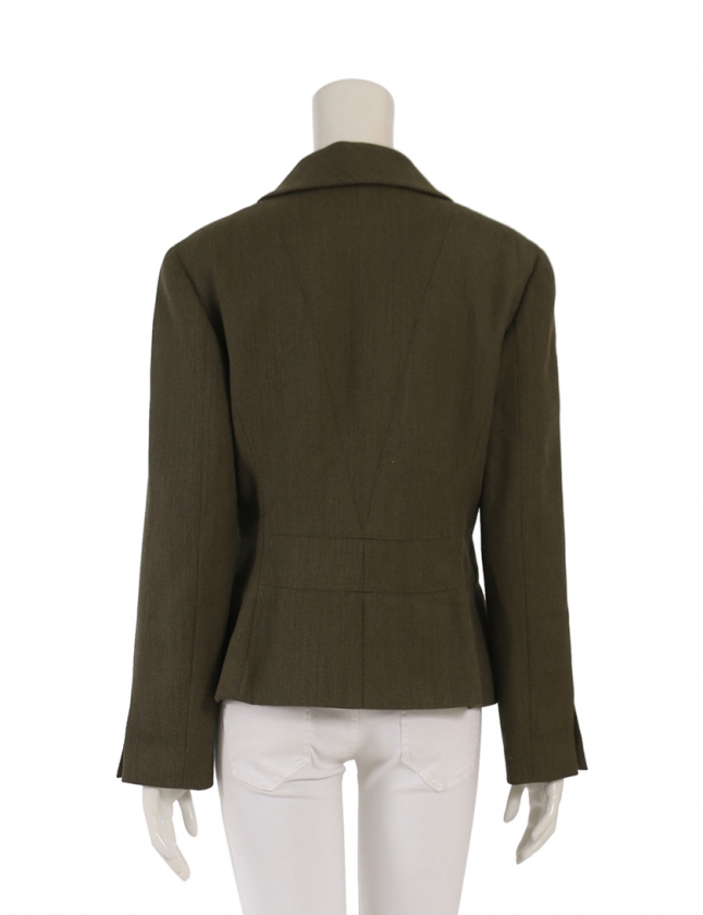 シャネル CHANEL ジャケット カーキ 40 アウター 無地 M P14457
