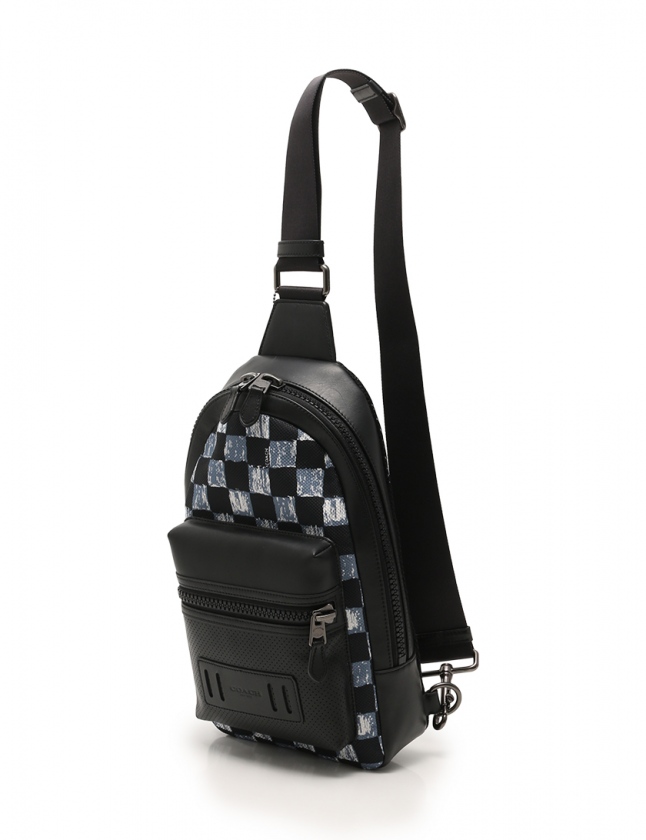 コーチ COACH ボディバッグ 黒 青 白 F11165 レザー ナイロン 
