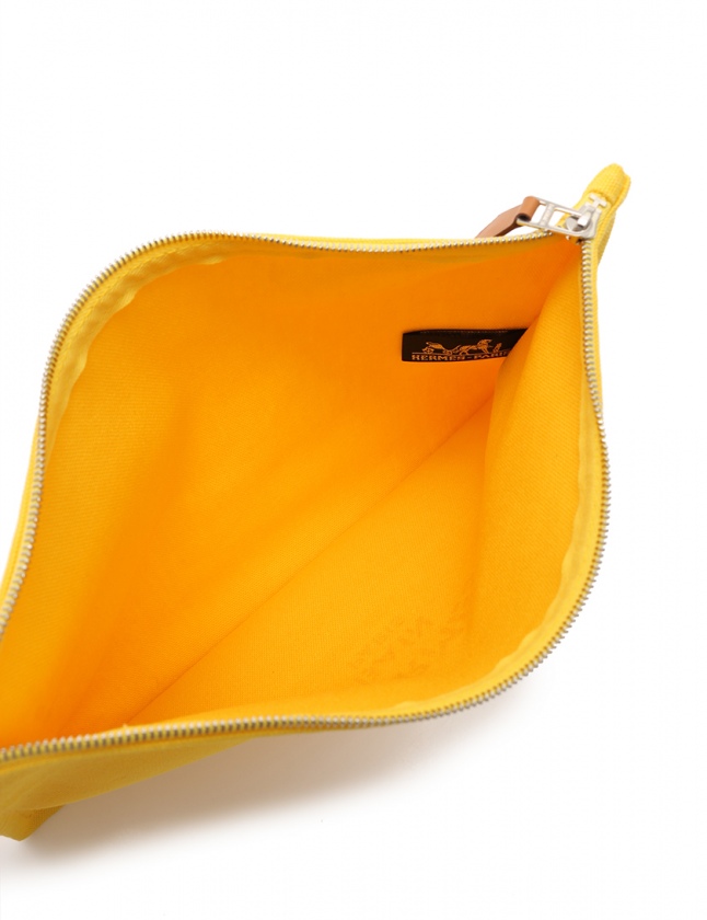 エルメス HERMES ポーチ ヨッティング GM フラット 黄色 イエロー 小物 