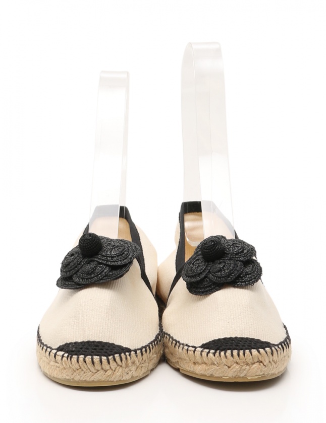 シャネル CHANEL エスパドリーユ フラットシューズ カメリア ココ