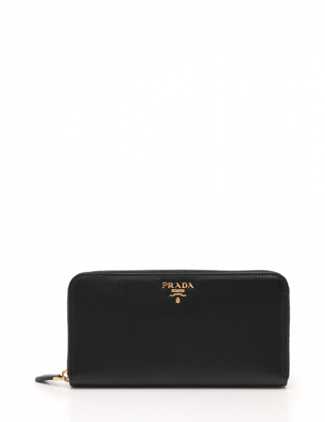 プラダ PRADA ラウンドファスナー長財布 サフィアーノメタル 黒 