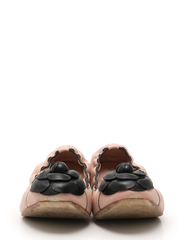 シャネル CHANEL フラットシューズ バレエシューズ カメリア ピンク 36