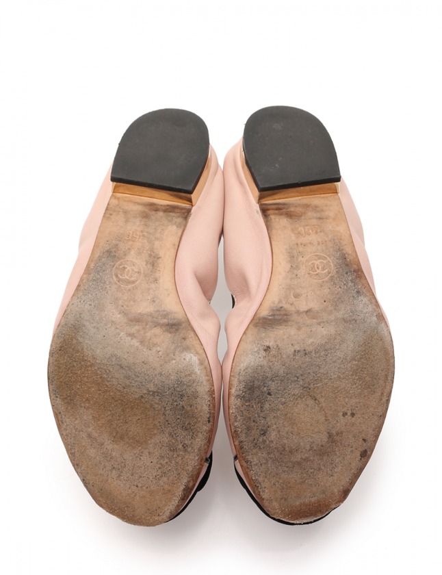 シャネル CHANEL フラットシューズ バレエシューズ カメリア ピンク 36