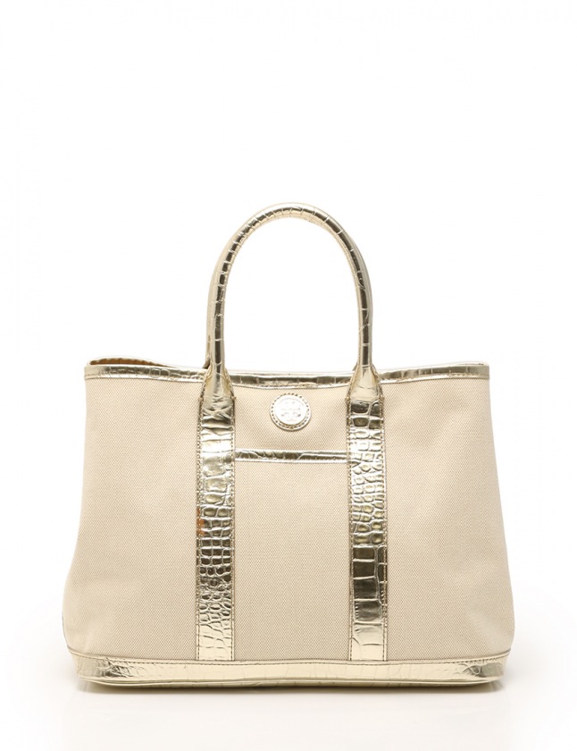トリーバーチ TORY BURCH トートバッグ ベージュ ゴールド キャンバス 