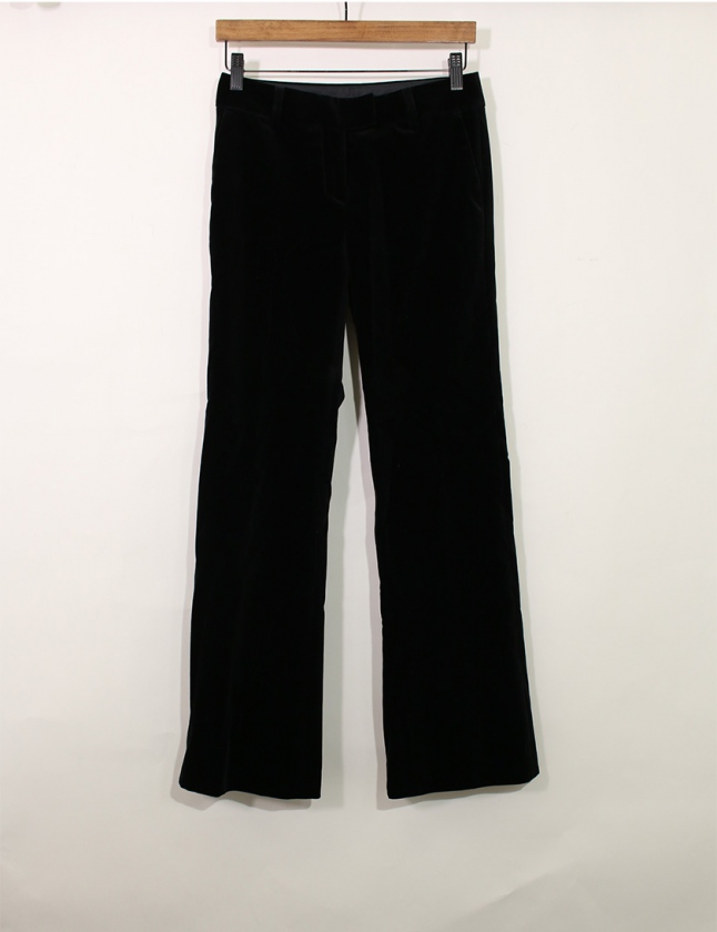 Calvin Klein 過多 カルバンクライン 黒シルクベロア ワイドパンツ 6 