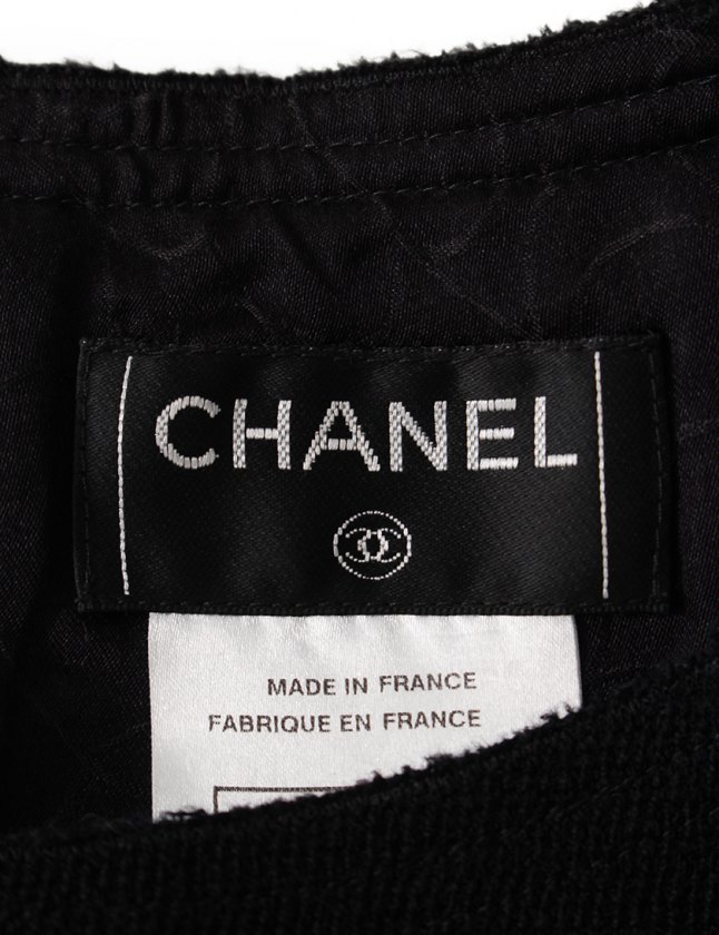 シャネル CHANEL ワンピース 黒 38 半袖 膝丈 無地 M P28928 ウール  