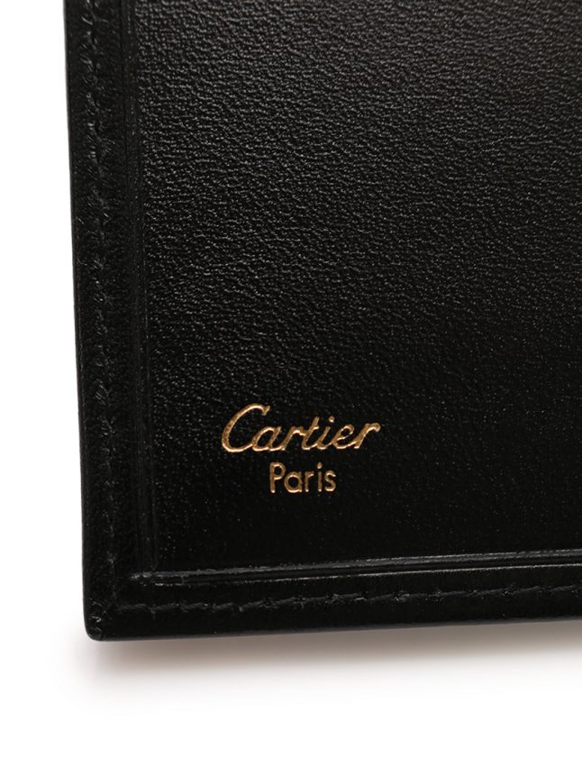 美品 カルティエ パシャ ドゥ カルティエ　二つ折り財布 ブラック レザー Cartier(カルティエ) 2つ折り財布 パシャ 黒 レザー Cartier