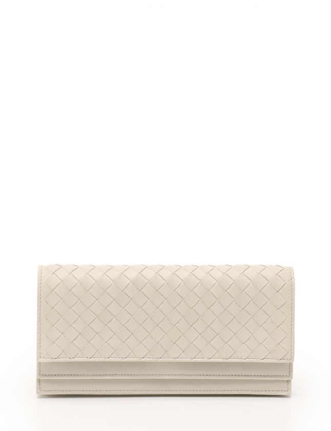 ボッテガヴェネタ Bottega Veneta 長財布 二つ折り イントレチャート アイボリー 白 小物 レザー レディース 114 ベクトルパーク