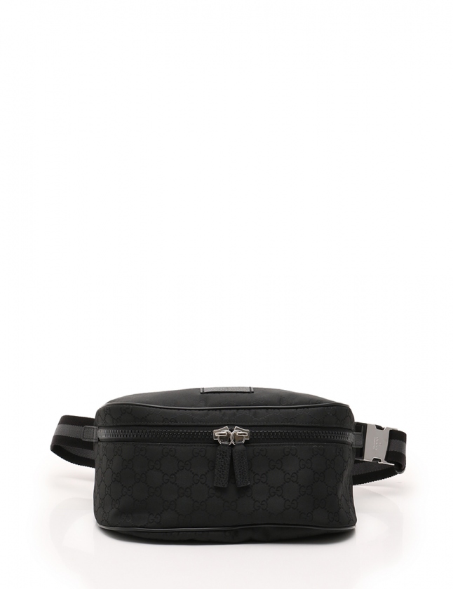 グッチ GUCCI ウエスト ボディー バッグ GG柄 レザー 黒