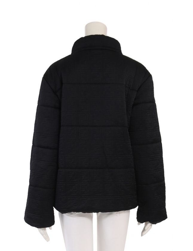 フェンディ FENDI 中綿ジャケット ズッカ柄 キルティング 黒 42 