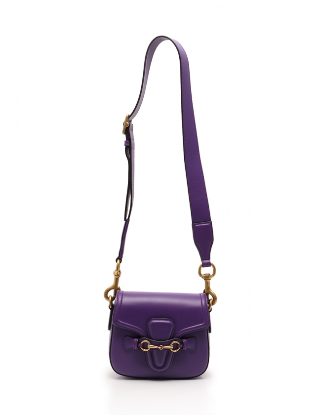 【GUCCI】スカート　紫　ゴールド　ロゴ　バックル付き GUCCI】スカート 紫 ゴールド ロゴ バックル付き