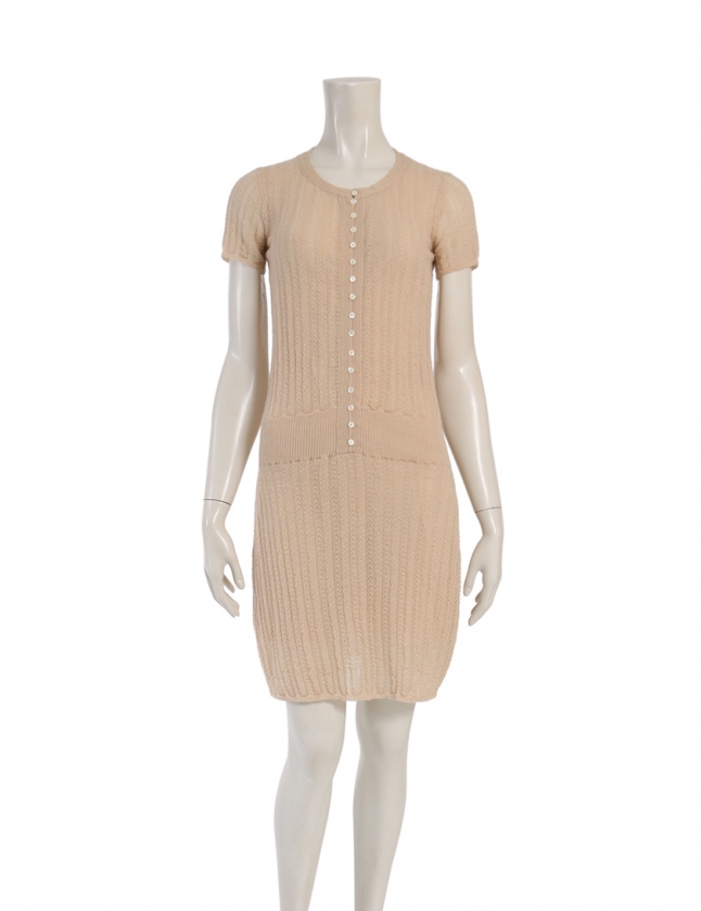 クロエ Chloe ワンピース ベージュ Xs 半袖 ひざ丈 レース カシミヤ レディース 114 ベクトルパーク