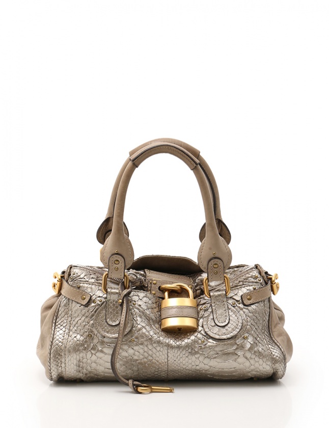 クロエ CHLOE ハンドバッグ パディントン シルバー グレーベージュ 