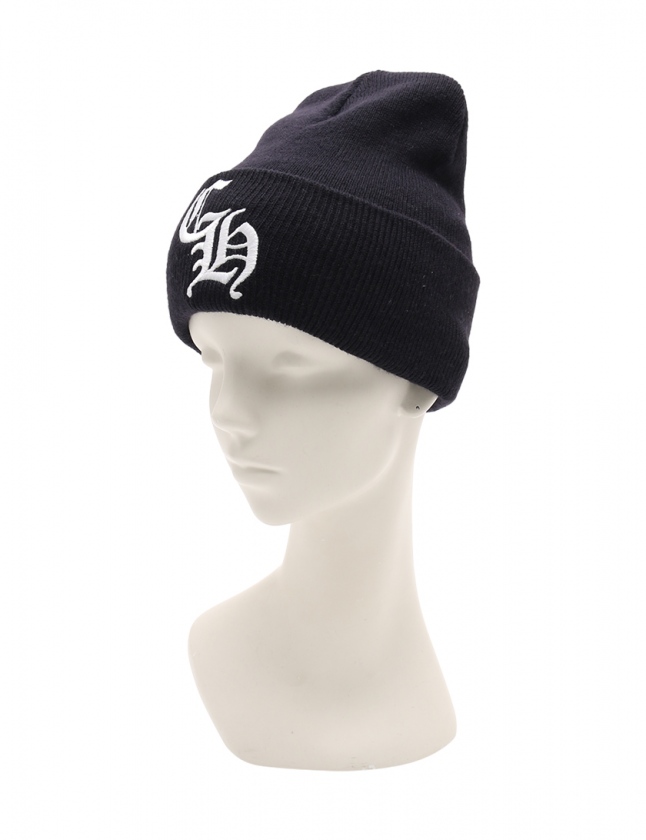 クロムハーツ CHROME HEARTS ニットキャップ ビーニー ネイビー 白  