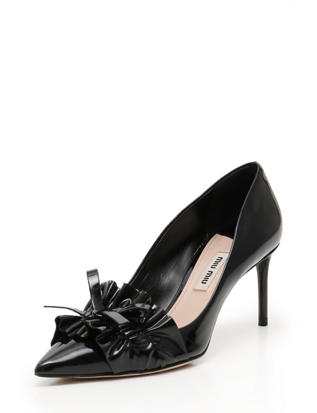 ミュウミュウ miumiu パンプス ヒール ポインテッドトゥ 黒 36 