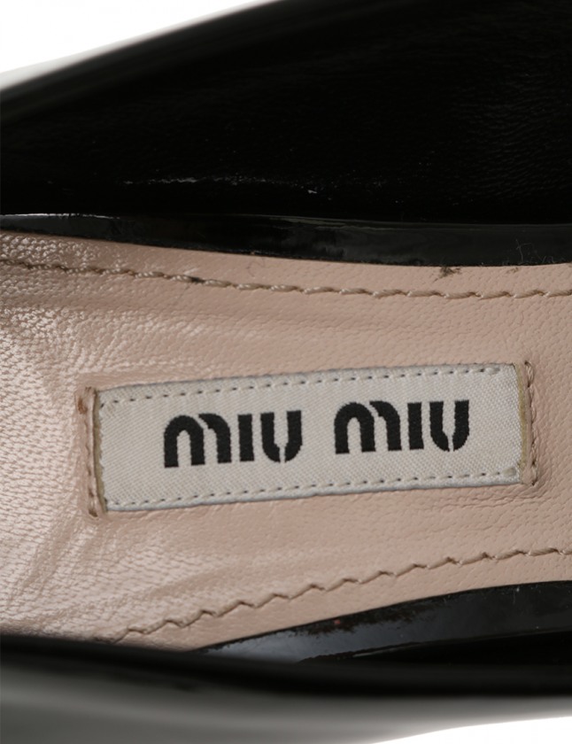 ミュウミュウ miumiu パンプス ヒール ポインテッドトゥ 黒 36