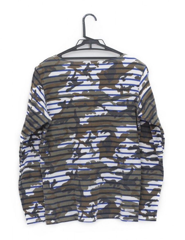 ソフネット SOPHNET. カットソー 白 カーキ 青 M トップス 長袖 丸首 ボーダー 迷彩柄 コットン メンズ