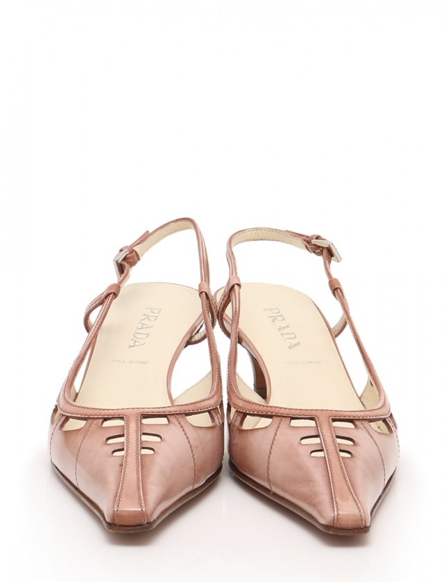 【美品】PRADA プラダ バックル付 パンプス ピンクベージュサイズ36 プラダ PRADA パンプス ヒール ピンク 36 1/2 シューズ バック