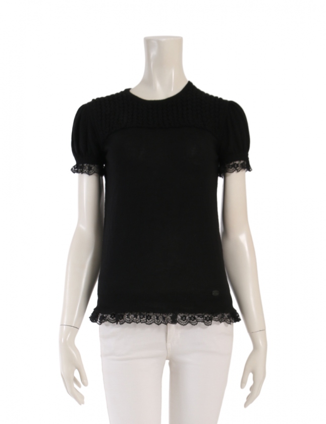 CHANEL 半袖トップス ニット 黒 38 CHANEL 半袖トップス ニット 黒 38