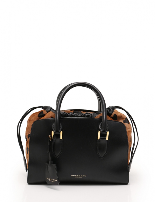 BURBERRY プローサム バーバリー レザー ブラック ハンドバッグ
