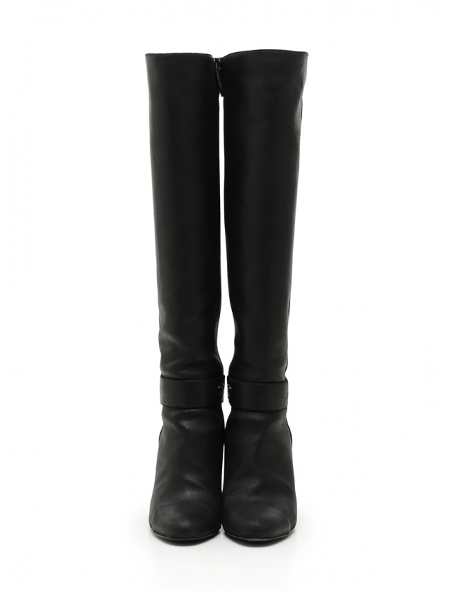 シャネル CHANEL ロングブーツ ココマーク 黒 38 1/2C シューズ