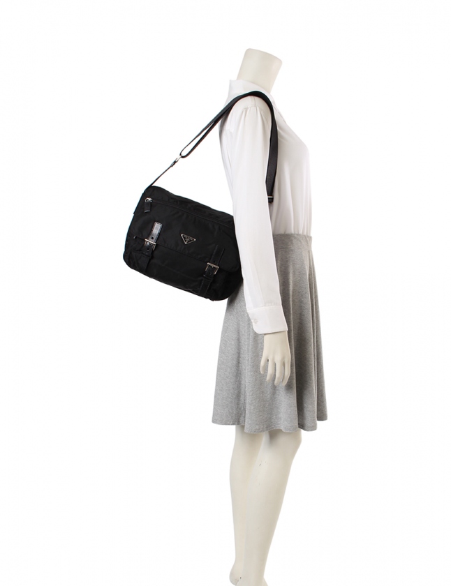 プラダ PRADA ショルダーバッグ 黒 BT6671 ナイロン レザー VELA SPORT