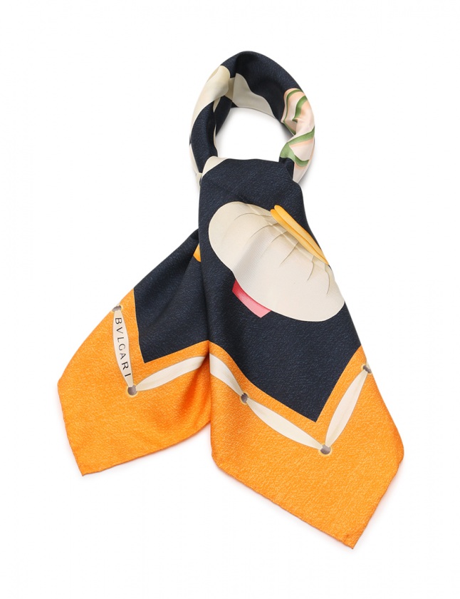 Christian Dior シルクスカーフ ネイビー/オレンジ シルクスカーフ ネイビー オレンジ Christian Dior シルクスカーフ