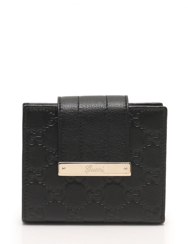 グッチ GUCCI 二つ折り財布 グッチシマ 黒 小物 レザー 181669 メンズ