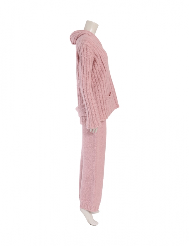 シャネル CHANEL セットアップニット パンツ ピンク 38 長袖 無地 M 