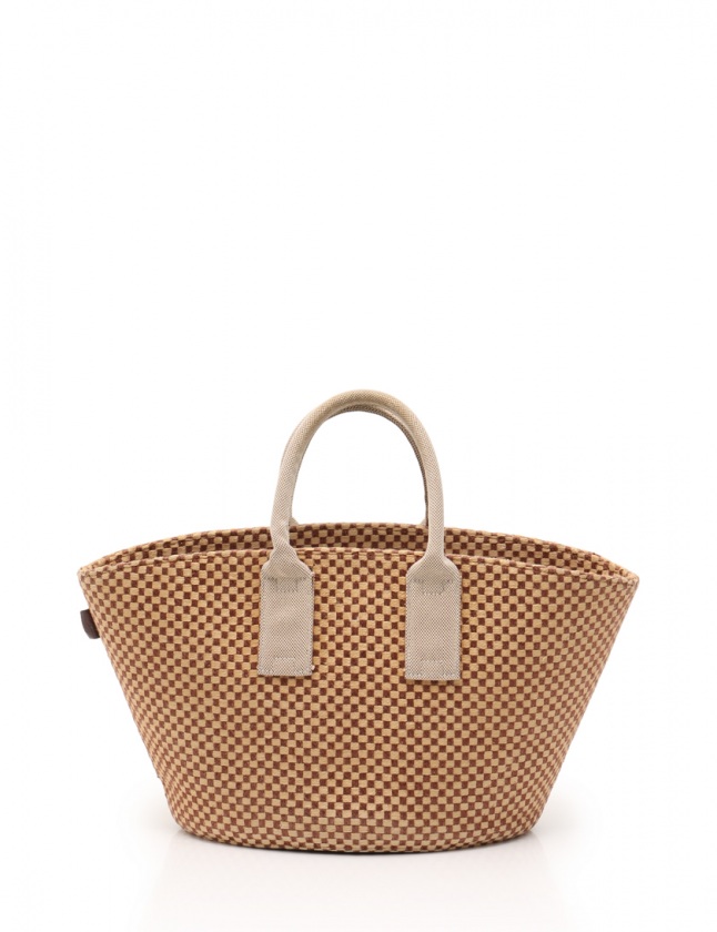 エルメス HERMES トートバッグ パニエバス ベージュ ダークブラウン 麻 