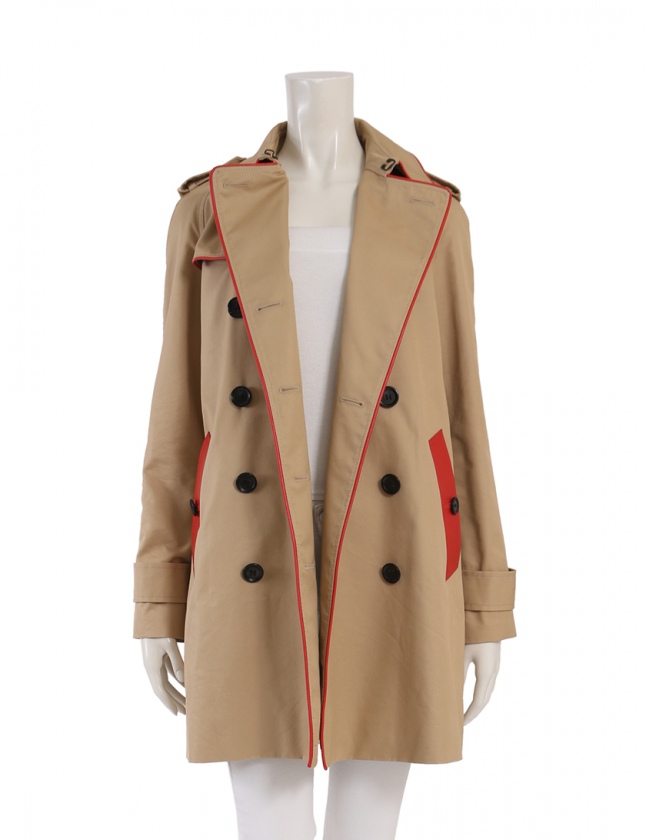 コーチ COACH トレンチコート ベージュ オレンジ XS アウター 無地