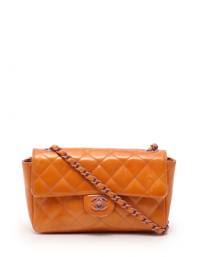 シャネル CHANEL チェーンショルダーバッグ マトラッセ オレンジ