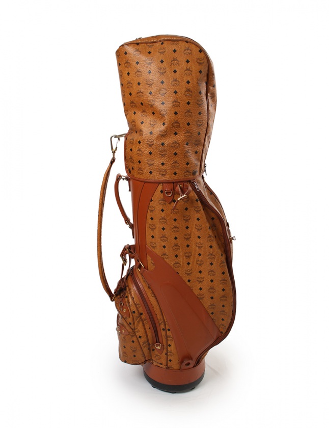 エムシーエム MCM ゴルフバッグ キャディバッグ 茶 PVC レザー メンズ  