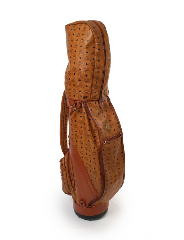 エムシーエム MCM ゴルフバッグ キャディバッグ 茶 PVC レザー メンズ  