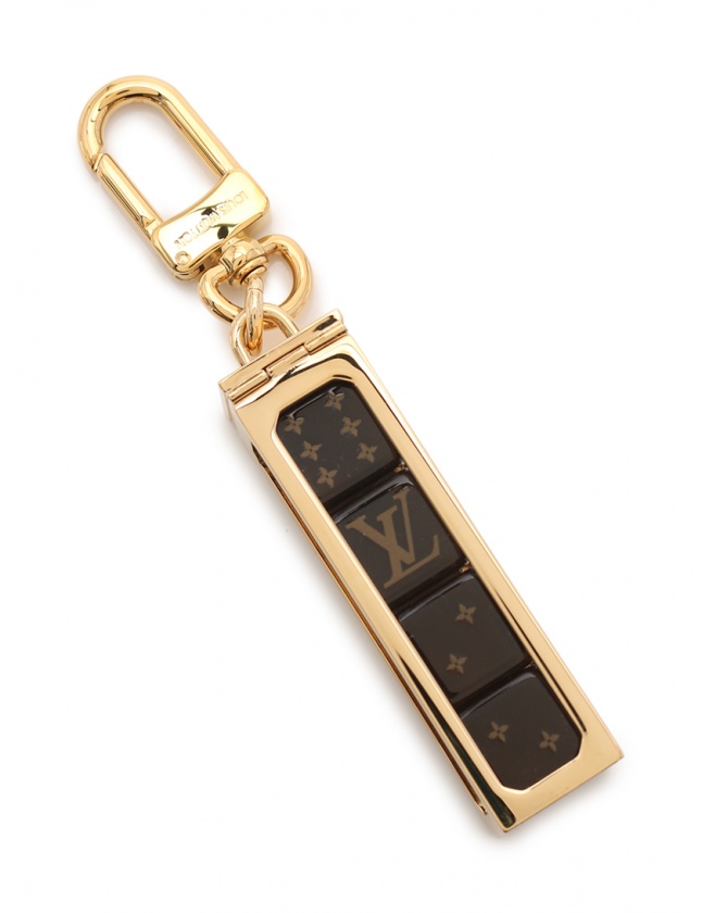 ルイヴィトン LOUIS VUITTON ダイスキーホルダー ゴールド 茶 小物