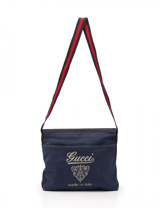 グッチ GUCCI ショルダーバッグ クレスト ネイビー 赤 189676  